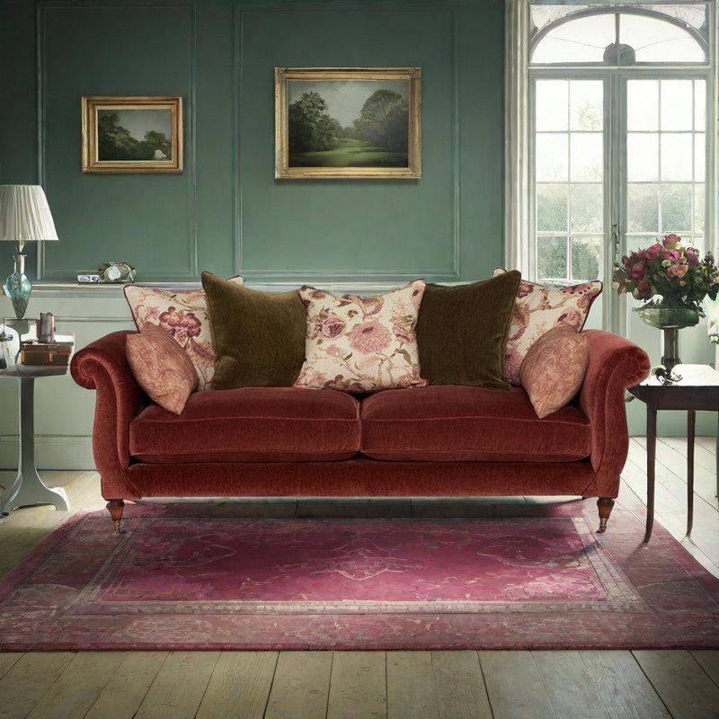 Vintage Medium Burgundy Velvet Sofa